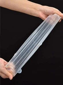 6pcs Random Rectangular Silicone Fresh-Keeping Lid, Reusable Food Covers For Bowls, Cups, Cans, Fit Different Sizes & Shapes Of Container, Dishwasher & Freezer Friendly - Multicolor - View 5