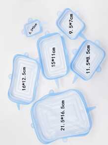 6pcs Random Rectangular Silicone Fresh-Keeping Lid, Reusable Food Covers For Bowls, Cups, Cans, Fit Different Sizes & Shapes Of Container, Dishwasher & Freezer Friendly - Multicolor - View 6