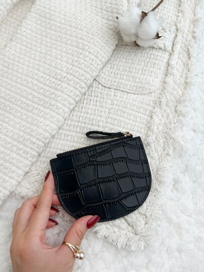 Portafoglio piccolo sottile e leggero da donna, con patta e stampa a coccodrillo, con scomparto per carte di credito e tessere, multifunzionale, elegante e moderno, adatto come regalo per anniversario, San Valentino, compleanno, per ragazze, donne e signore, utile anche come accessorio per borse, materiale scolastico per campus universitari e regali per insegnanti
