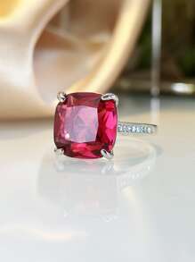 水鑽裝飾戒指 - 玫紅色 - 查看 3