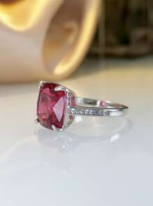 水鑽裝飾戒指 - 玫紅色 - 查看 4