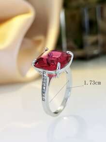 水鑽裝飾戒指 - 玫紅色 - 查看 6