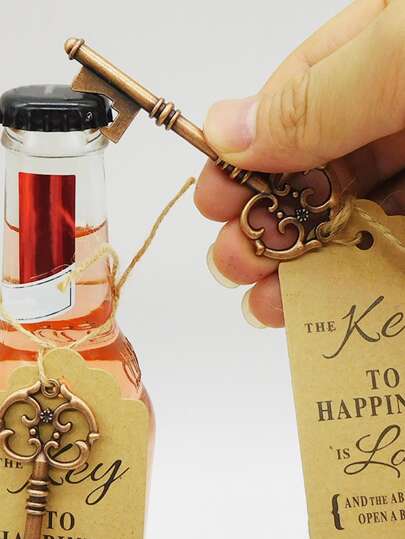 1入鑰匙形開瓶器，復古不銹鋼鑰匙扣螺絲釘，婚禮假期派對禮物，啤酒罐頭開瓶器