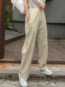 DAZY Pantalones rectos unicolor - Caqui - Ver 1