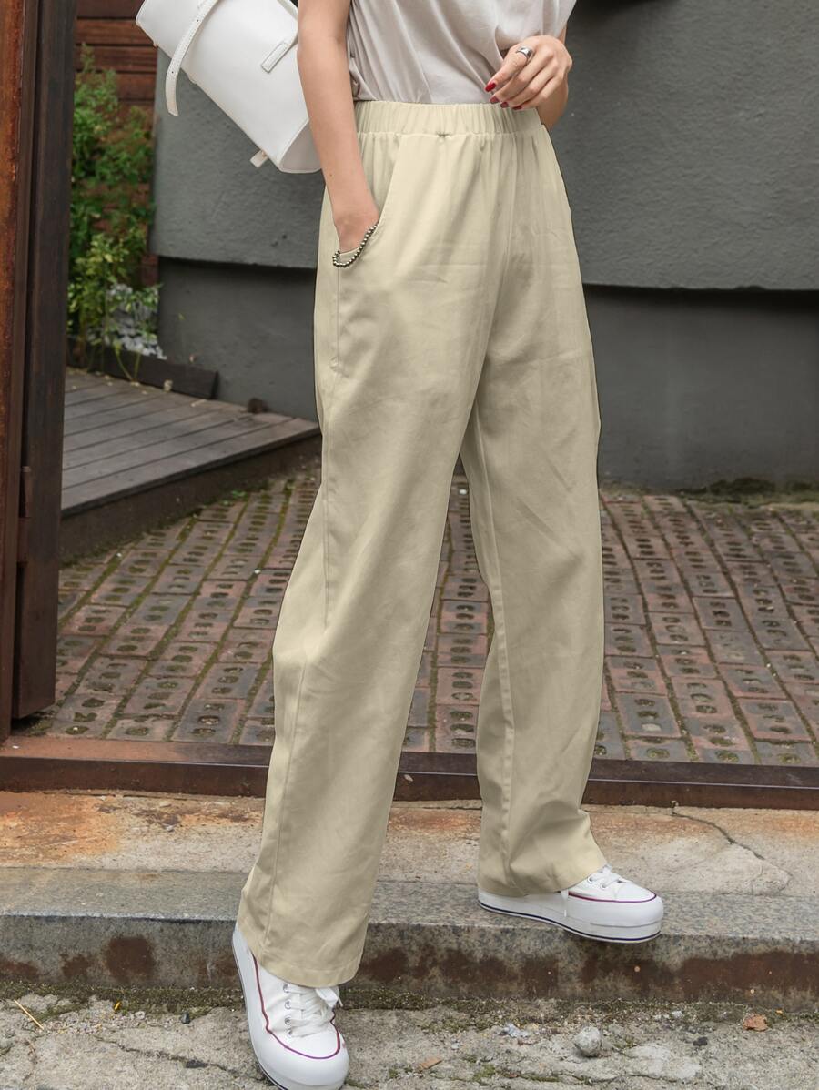 DAZY Pantalones rectos unicolor - Caqui - Ver 1