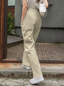 DAZY Pantalones rectos unicolor - Caqui - Ver 2