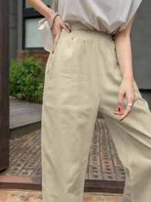 DAZY Pantalones rectos unicolor - Caqui - Ver 3
