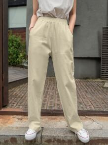 DAZY Pantalones rectos unicolor - Caqui - Ver 5