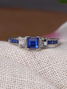 Nhẫn trang trí Rhinestone - Màu xanh lam - Xem 1