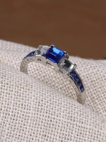 Nhẫn trang trí Rhinestone - Màu xanh lam - Xem 2