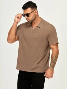 GENTILAND Men Plus Waffle Knit Polo Shirt - Mocha Brown - View 4