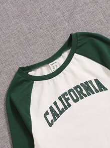 SHEIN Girls Letter Graphic Raglan Sleeve Tee - Multicolor - View 5