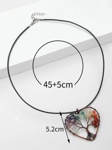 樹形裝飾心形墜飾項鍊 - 彩色 - 查看 3