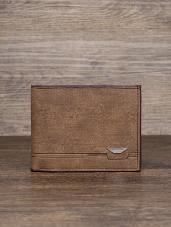 男士金屬裝飾短皮夾