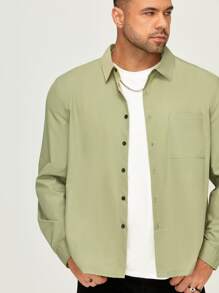 Manfinity Homme Men Plus Patched Pocket Shirt - Lime Green - View 5