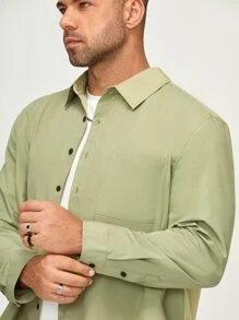 Manfinity Homme Men Plus Patched Pocket Shirt - Lime Green - View 3