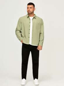 Manfinity Homme Men Plus Patched Pocket Shirt - Lime Green - View 6