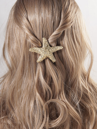 1 Peça Presilha de Cabelo Metálica com Mola, Detalhes de Borboleta, Estrela-do-mar e Geométricos, Acessório de Cabelo Vintage Boho Dourado, Material Escolar, Acessórios de Cabelo