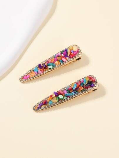 2入組石頭裝飾髮夾