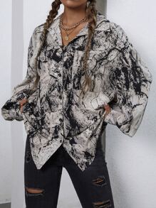 EMERY ROSE Áo sơ mi Nút Túi Đá hoa Giải trí - Nhiều màu - Xem 3