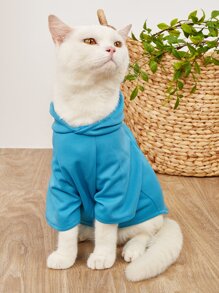 卡通圖案寵物連帽衫 - 藍色 - 查看 3