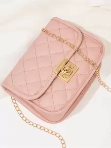 防水、輕巧、商務休閒迷你絎縫圖案鏈條方形包適合青少年女大學生、菜鳥和白領，非常適合辦公室、大學、工作、商務、通勤