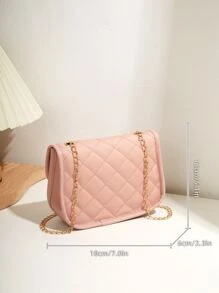 防水、輕巧、商務休閒迷你絎縫圖案鏈條方形包適合青少年女大學生、菜鳥和白領，非常適合辦公室、大學、工作、商務、通勤