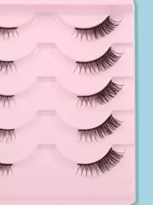 Himirell Set de 5 pares de pestañas postizas de tipo ruso de volumen natural con efecto de ojos de gato y línea negra, con efecto agrandador de ojos, adecuado para maquillaje diario y de citas, pestañas postizas - Negro - Ver 3