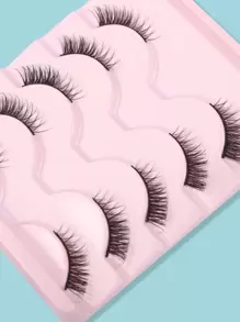 Himirell Set de 5 pares de pestañas postizas de tipo ruso de volumen natural con efecto de ojos de gato y línea negra, con efecto agrandador de ojos, adecuado para maquillaje diario y de citas, pestañas postizas - Negro - Ver 7