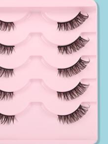 Himirell 5 对猫眼风格自然俄罗斯浓密交叉黑色假睫毛，日常和约会化妆必备，视觉增强眼睛大小条状睫毛，睫毛，睫毛，假睫毛 - 黑色 - 查看 3