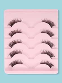 Himirell Set de 5 pares de pestañas postizas de tipo ruso de volumen natural con efecto de ojos de gato y línea negra, con efecto agrandador de ojos, adecuado para maquillaje diario y de citas, pestañas postizas - Negro - Ver 8