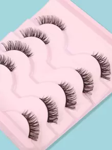 Himirell 5 对猫眼风格自然俄罗斯浓密交叉黑色假睫毛，日常和约会化妆必备，视觉增强眼睛大小条状睫毛，睫毛，睫毛，假睫毛 - 黑色 - 查看 8