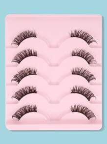 Himirell 5 对猫眼风格自然俄罗斯浓密交叉黑色假睫毛，日常和约会化妆必备，视觉增强眼睛大小条状睫毛，睫毛，睫毛，假睫毛 - 黑色 - 查看 9