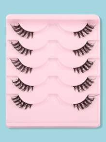 Himirell 5 对猫眼效果黑色带自然交叉浓密假睫毛，增大眼睛尺寸，非常适合日常化妆和约会条状睫毛，睫毛，睫毛，假睫毛 - 黑色 - 查看 2