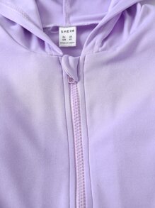 SHEIN 小女童背心上衣和拉鏈連帽衫和運動褲 - 紫丁香色 - 查看 5