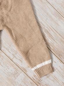 Baby Girl Raglan Sleeve Sweater & Knit Pants - Khaki - View 4