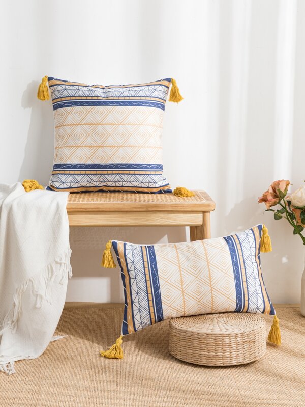 1pc Geometric Pattern Cushion Cover Without Filler, Modern Throw Pillow