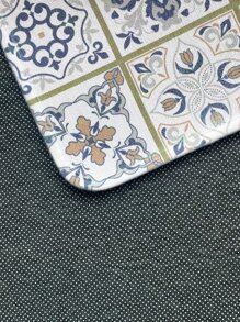 1pc Mandala Print Non-slip Kitchen Rug, Vintage Geometric Pattern Kitchen Mat For Household