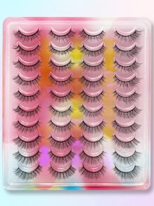 20 Pairs Faux Mink Eyelashes, Natural Cat Eye 3D Curly False Lashes, Suitable For Holiday And Stage Makeup - Black - View 2