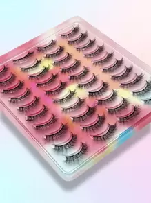 20 Pairs Faux Mink Eyelashes, Natural Cat Eye 3D Curly False Lashes, Suitable For Holiday And Stage Makeup - Black - View 4