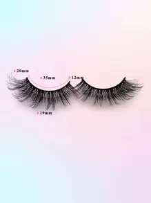 20 对自然假睫毛，14 毫米丰盈卷翘磁性睫毛，眼尾加长仿貂皮条睫毛，适合派对或送给女士和女孩的礼物，超轻柔睫毛粉色包装 - 黑色 - 查看 3