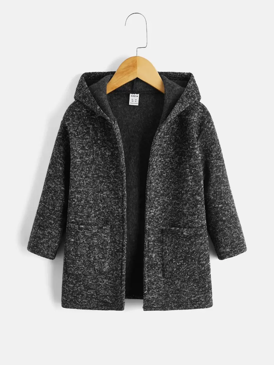 SHEIN 年輕男孩雙口袋帽衫保暖夾克外套