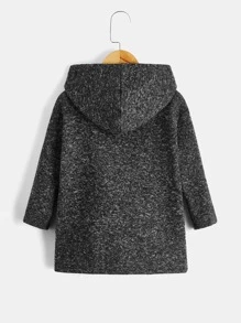 SHEIN 年輕男孩雙口袋帽衫保暖夾克外套