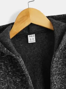 SHEIN 年輕男孩雙口袋帽衫保暖夾克外套