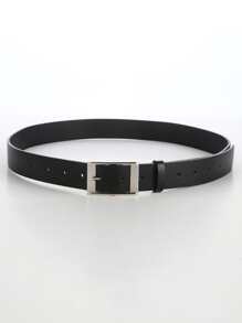 1pc Men Black Belt Square Buckle Belt For Business Occasions Casual Summer, Schoolcasual, Business, Boyfriend Husband Father Dad Men Gift, Daily Wear, Fashion, Teen, Outdoor, Vacation, Athletic, Travel, Street, Boho, Vintage Fall, Autumn, Halloween Autumn-Winter Accessories,Suitable For Teens, Youth,Men,Casual, Outdoor, Athletic, Vacation, Graduation Gifts, Birthday, Daily Wear - Black - View 2