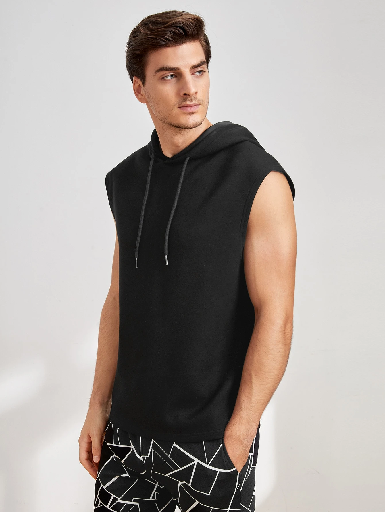Miniatura 5 de BASICS Hombres Top tank con cordón con capucha Negro