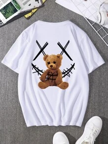 Manfinity Roughcore Men T-Shirts Fit Crew Neck Short Sleeve Graphic Tee Smile Face Street - White - View 1