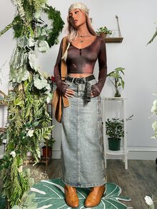 Grunge Tie Dye Crop Tee - Multicolor - View 3