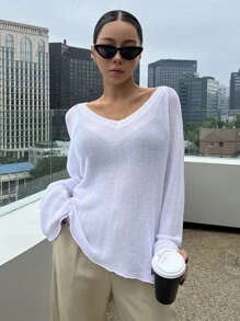 DAZY Jersey de manga raglán tejido de canalé