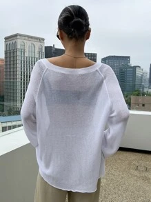 DAZY Jersey de manga raglán tejido de canalé